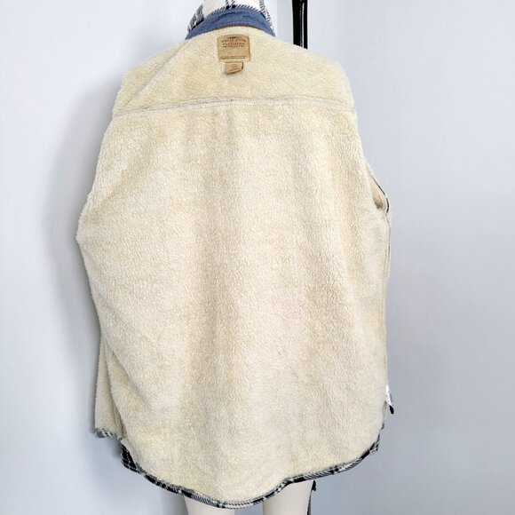 Telluride Sherpa Lined Plaid Flannel Shacket Jacket Cozy Cabincore Layer - Picture 7 of 10